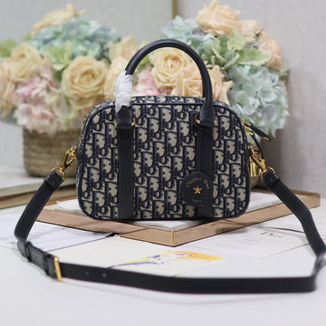 SMALL 25 D-VIBE BOWLING BAG IN BLUE MONOGRAM OBLIQUE JACQUARD House Of Sarah