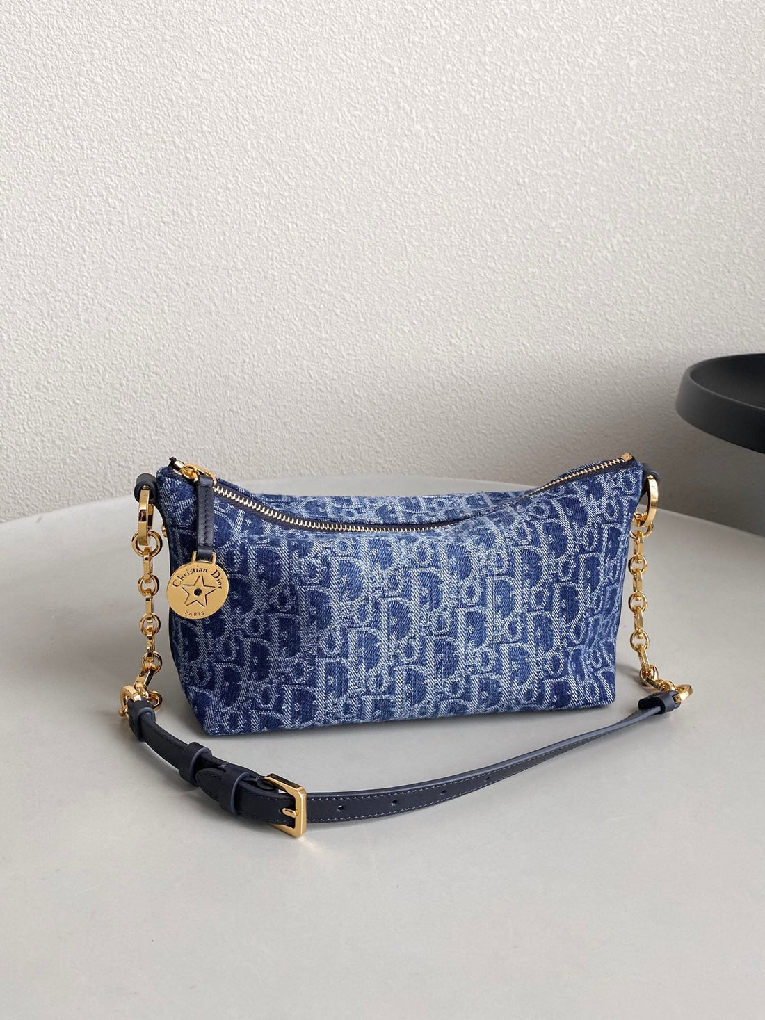 DIORSTAR 28 HOBO BAG WITH CHAIN BLUE DENIM OBLIQUE JACQUARD House Of Sarah