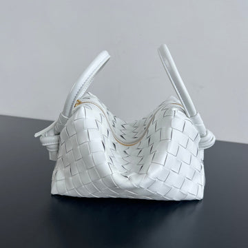 SMALL TOP HANDLE LOOP 19 IN WHITE CALFSKIN by House Of Sarah