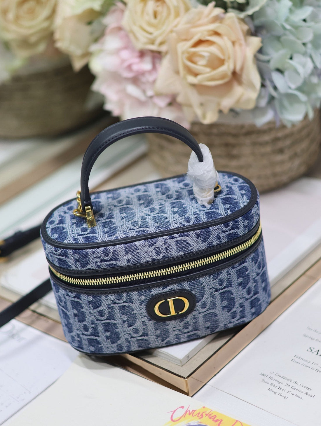 CARO MINI 16 VANITY CASE IN CERULEAN BLUE MONOGRAM DENIM By House Of Sarah