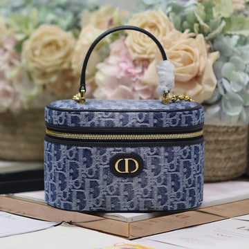 CARO SMALL 20 VANITY CASE IN CERULEAN BLUE MONOGRAM DENIM By House Of Sarah
