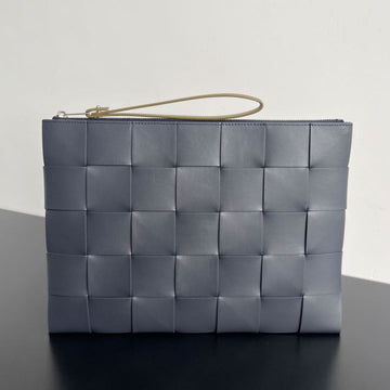 LARGE CASSETTE POUCH 35 IN TROUT GRAY CALFSKIN House Of Sarah Bags