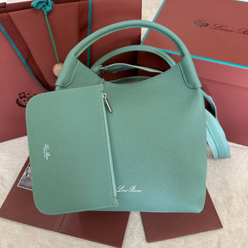 MEDIUM 36 BAG IN PERSIAN GREEN CALFSKIN WITH SILVER HARDWARE House Of Sarah Bags
