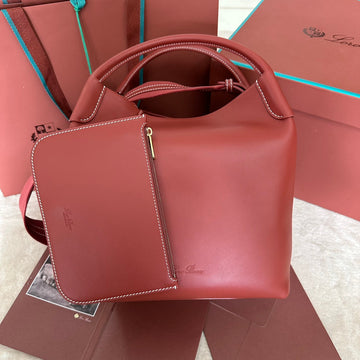 MEDIUM 36 BAG IN VERMILION RED CALFSKIN WITH GOLD HARDWARE House Of Sarah