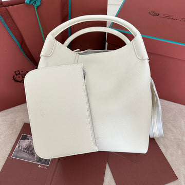 MEDIUM 36 BAG IN WHITE CALFSKIN WITH SILVER HARDWARE House Of Sarah Bags