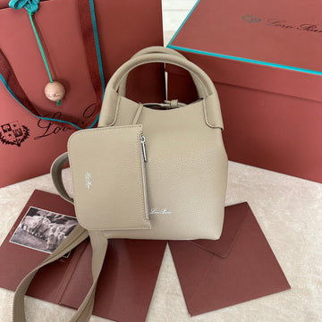 SMALL 21 BALE BAG IN KHAKI BROWN GRAINED CALFSKIN by House Of Sarah