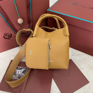 SMALL 21 BALE BAG IN MUSTARD YELLOW GRAINED CALFSKIN House Of Sarah Bags