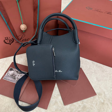 SMALL 21 BALE BAG IN BLACK GRAINED CALFSKIN WITH SILVER HARDWARE House Of Sarah