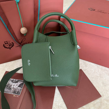 SMALL 21 BALE BAG IN BASIL GREEN GRAINED CALFSKIN WITH SILVER HARDWARE by House Of Sarah