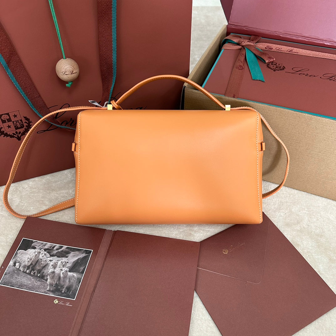 EXTRA BAG L27 IN NEON ORANGE SMOOTH CALFSKIN WITH GOLD HARDWARE by House Of Sarah