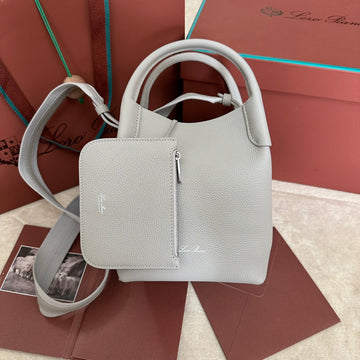 SMALL 21 BALE BAG IN PALE GRAY GRAINED CALFSKIN House Of Sarah Bags