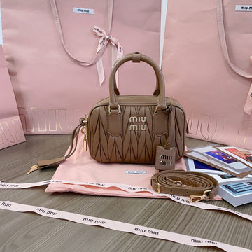 ARCADIE MATELASSÉ NAPPA SMALL BAG 19 IN COFFEE LAMBSKIN GOLD HARDWARE House Of Sarah