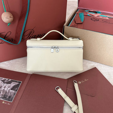 EXTRA POCKET L19 IN BISQUE BEIGE CALFSKIN WITH SILVER HARDWARE by House Of Sarah