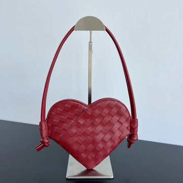 SOLSTICE HEART SHAPE 22 IN LIPSTICK RED LAMBSKIN House Of Sarah Bags