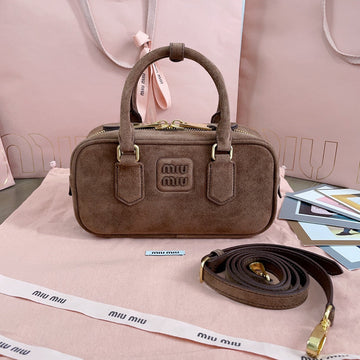 ARCADIE BAG 22 IN CEDAR BROWN SUEDE GOLD HARDWARE House Of Sarah