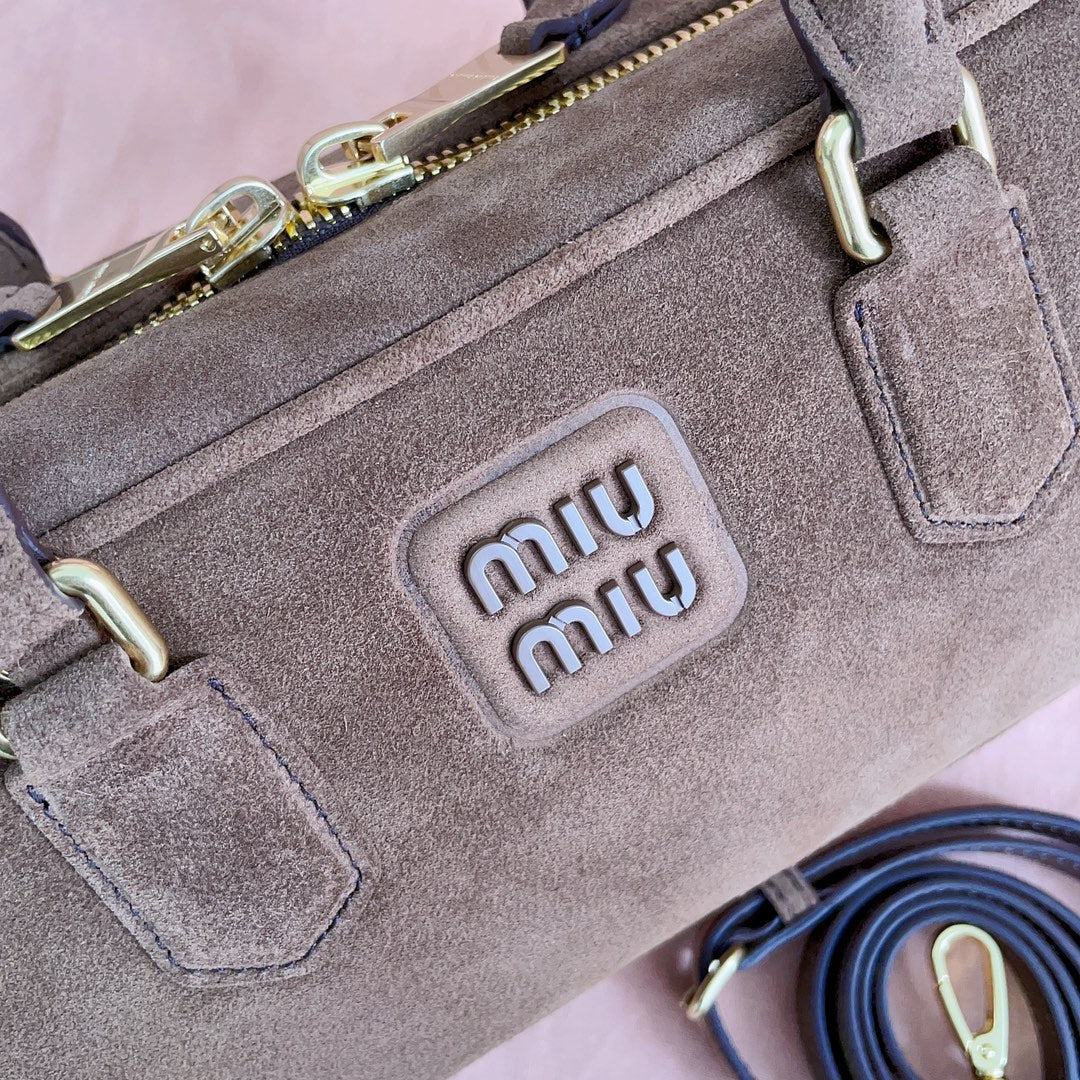 ARCADIE BAG 27 IN PENNY BROWN SUEDE GOLD HARDWARE House Of Sarah Bags