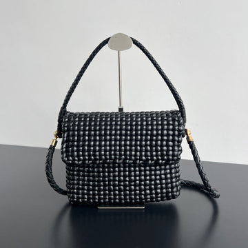 SWING MESSENGER 25 IN BLACK LAMBSKIN GOLD HARDWARE House Of Sarah Bags