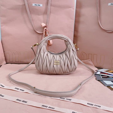 WANDER MATELASSÉ NAPPA MINI BAG 18 IN NUDE PINK LAMBSKIN House Of Sarah