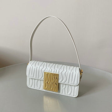 MEDIUM FLAP BAG 22 IN WHITE QUILTED ALLOVER CALFSKIN By House Of Sarah