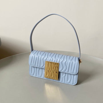 MEDIUM FLAP BAG 22 IN BABY BLUE QUILTED ALLOVER CALFSKIN By House Of Sarah