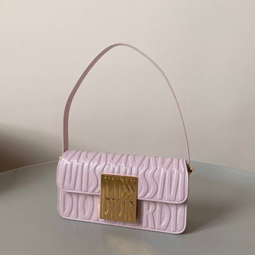 MEDIUM FLAP BAG 22 IN BABY PINK QUILTED ALLOVER CALFSKIN House Of Sarah Bags