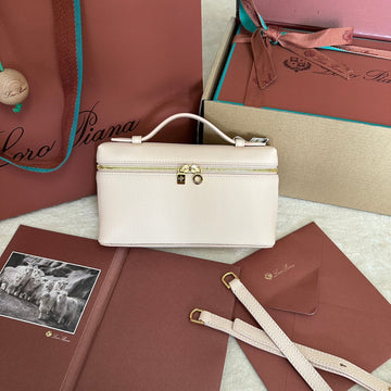 EXTRA POCKET L19 IN WHITE CREAM CALFSKIN WITH GOLD HARDWARE House Of Sarah Bags