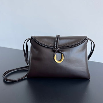 MEDIUM LIBERTA 30 IN CHOCOLATE SMOOTH CALFSKIN GOLD HARDWARE House Of Sarah Bags