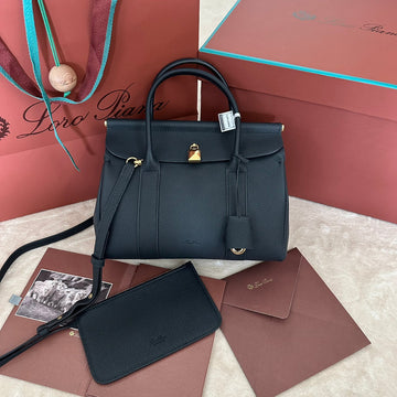 LOOM BAG 25 IN BLACK SMOOTH CALFSKIN WITH GOLD HARDWARE House Of Sarah Bags