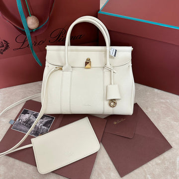 LOOM BAG 25 IN WHITE CALFSKIN WITH GOLD HARDWARE by House Of Sarah