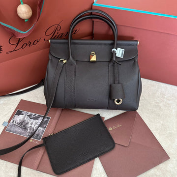 LOOM BAG 25 IN WALNUT BROWN SMOOTH CALFSKIN WITH GOLD HARDWARE House Of Sarah