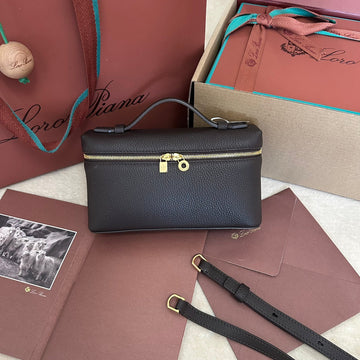 EXTRA POCKET L19 IN DARK BROWN CALFSKIN WITH GOLD HARDWARE House Of Sarah Bags