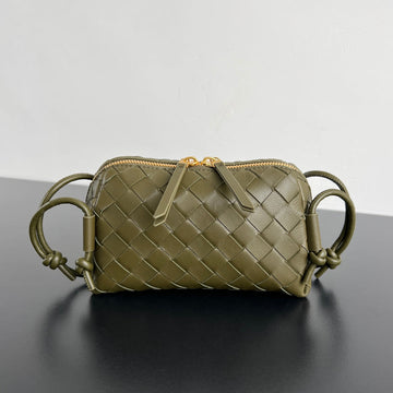 CONCERT POUCH 18 IN ARMY GREEN LAMBSKIN House Of Sarah Bags