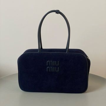 BEAU TOP HANDLE BAG 34 IN NAVY BLUE CORDUROY By House Of Sarah