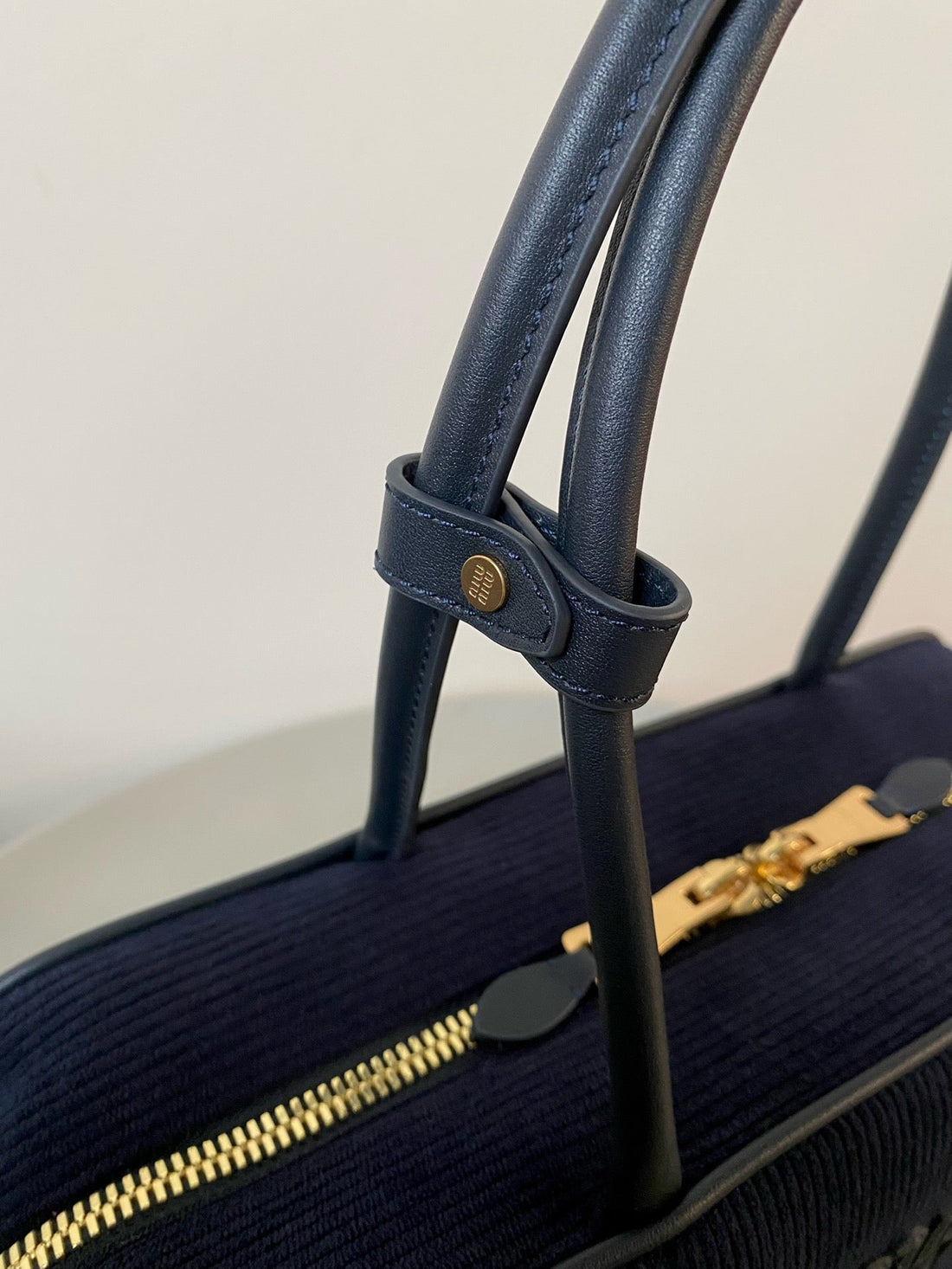 BEAU TOP HANDLE BAG 34 IN NAVY BLUE CORDUROY House Of Sarah
