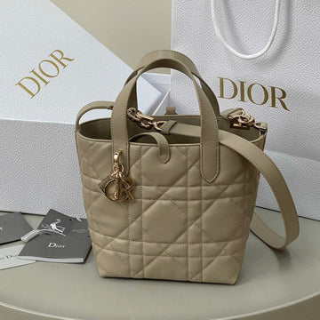 MINI TOUJOURS BUCKET BAG 18 IN BEIGE CANNAGE CALFSKIN By House Of Sarah