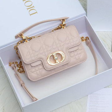 JOLIE TOP HANDLE BAG 19 IN PALE PINK CANNAGE CALFSKIN House Of Sarah