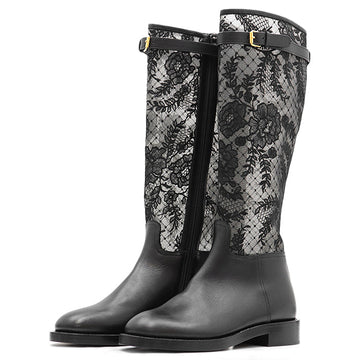 Christian Dior Leather Embroidered Long Boots