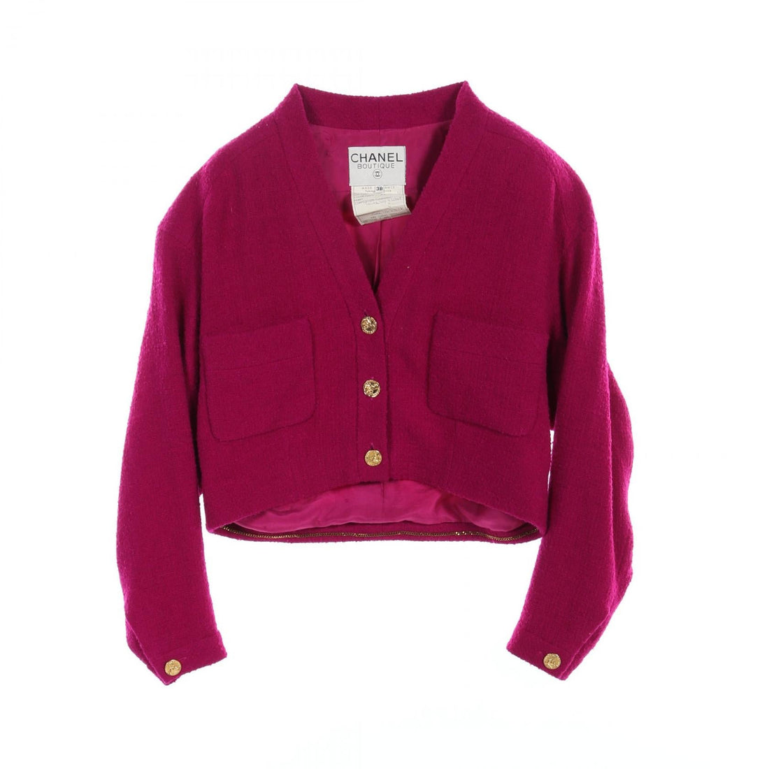 Chanel Wool Collarless Jacket Outerwear