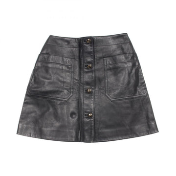 Dior CD Logo Button Lamb Leather Skirt