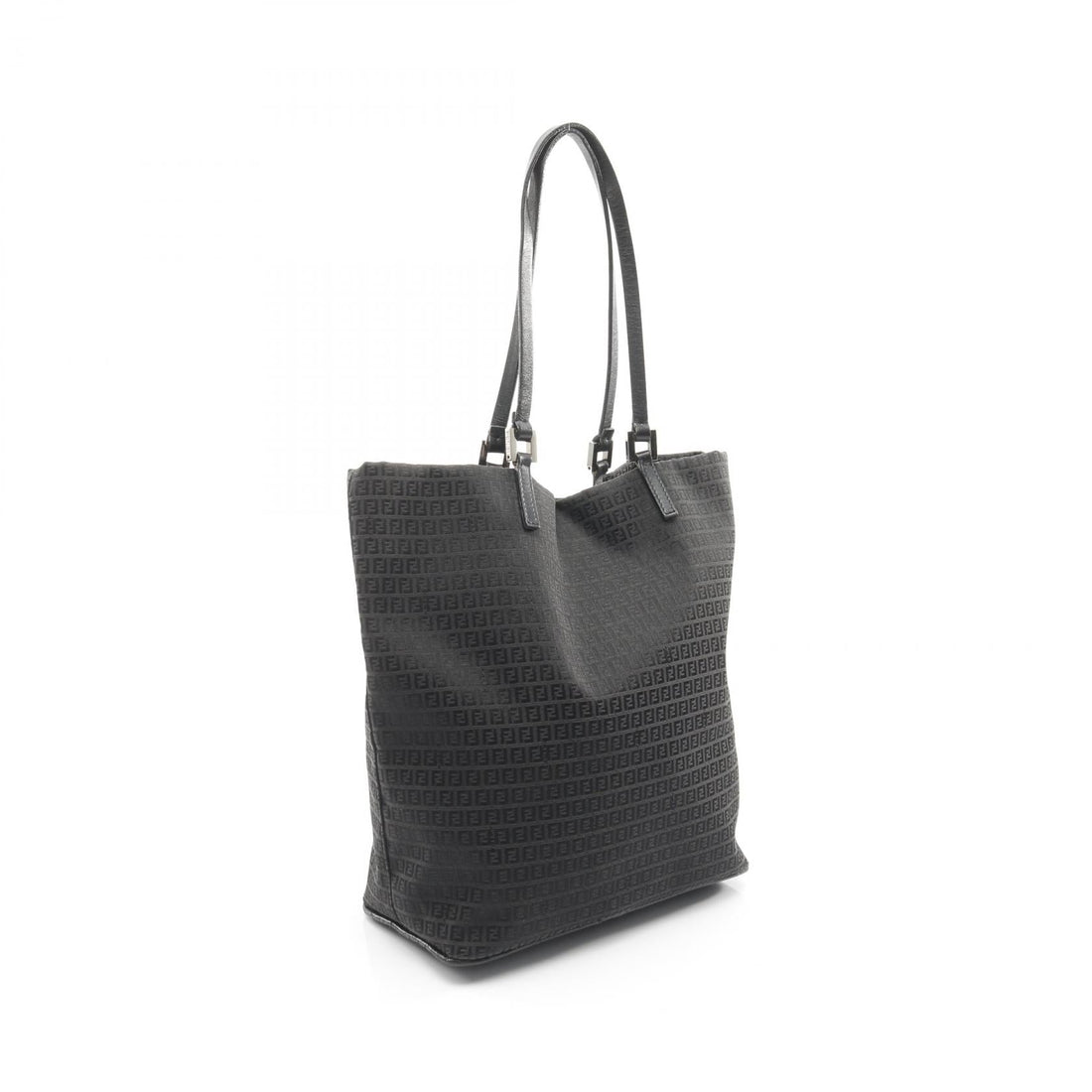 Fendi Zucchino Canvas Leather Tote Bag
