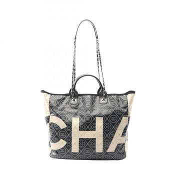 Chanel Coco Mark Camellia PVC Coated Canvas Tote Bag