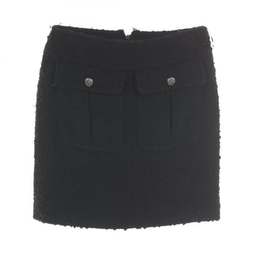 Chanel Coco Mark Button Tweed Wool Skirt