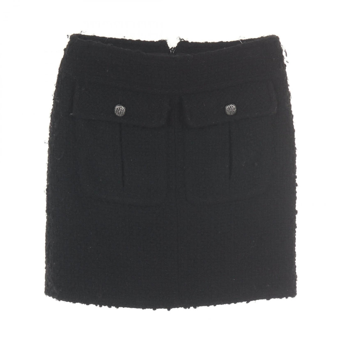 Chanel Coco Mark Button Tweed Wool Skirt