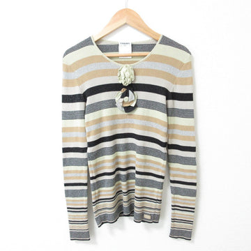 Chanel 01P Flowe Corsage Border Knit Sweater