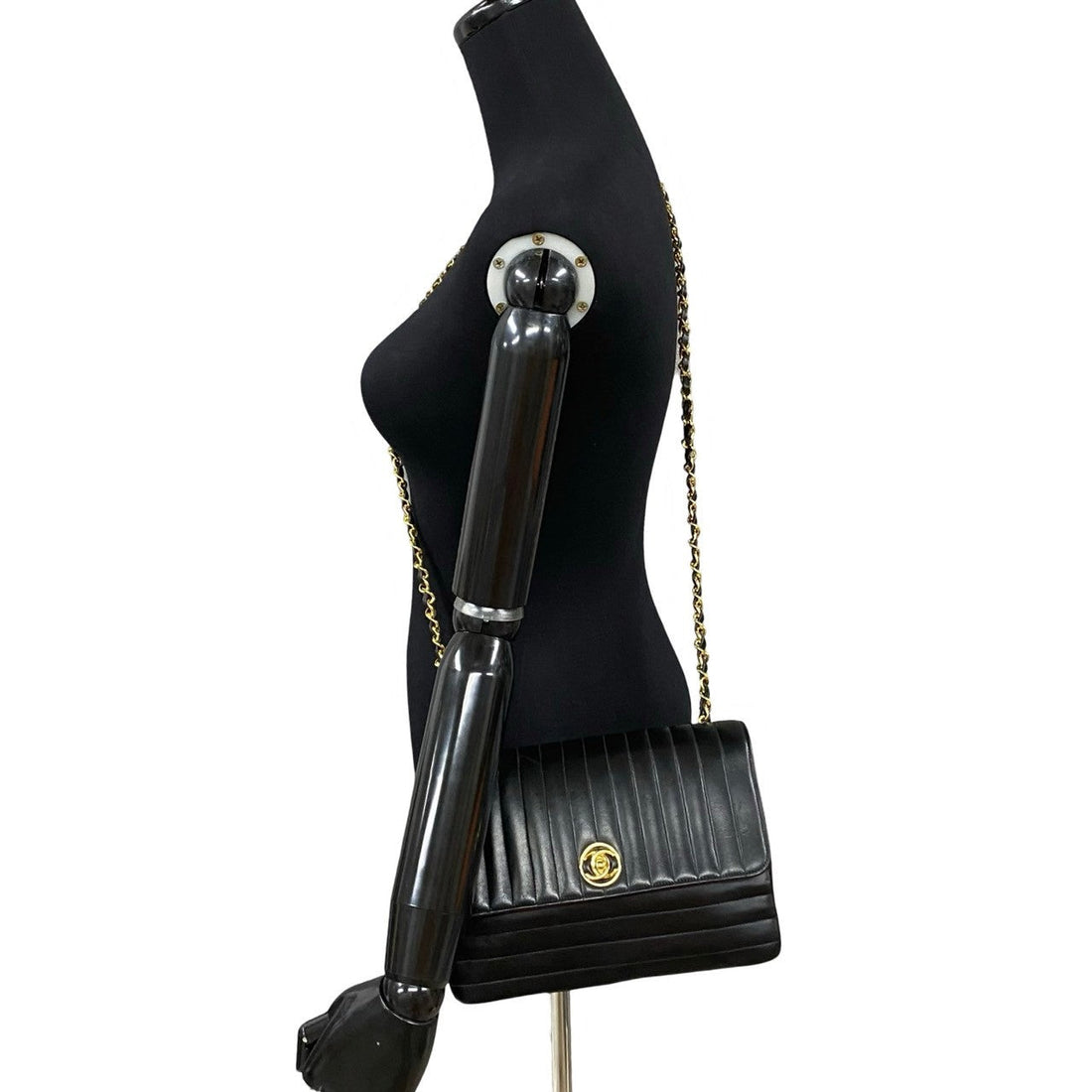 CHANEL Shoulder Bag lambskin black Mademoiselle