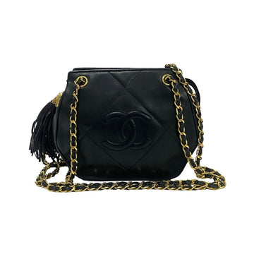 CHANEL Shoulder Bag lambskin black Matrasse