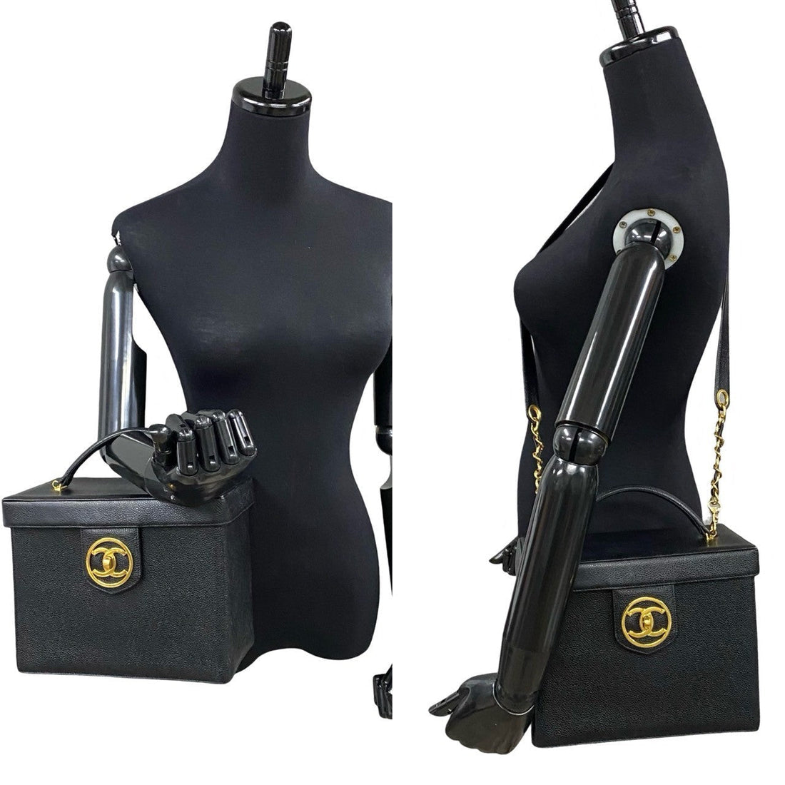 CHANEL Handbag Matt caviar skin black