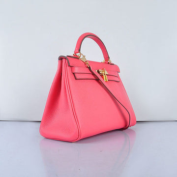 Hermes Kelly 32cm Togo Leather Handbag 6108 Lip Pink Golden