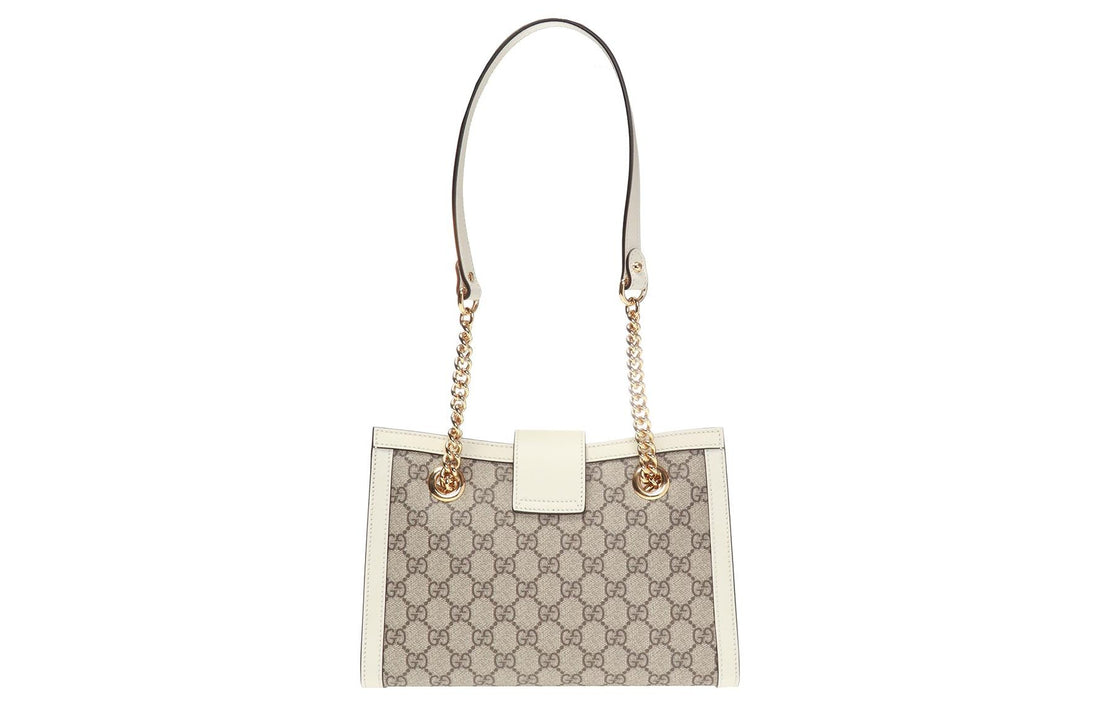 (WMNS) GUCCI Padlock Metallic Logo Canvas Chain handbag Small / White 498156-KHNKG-9761