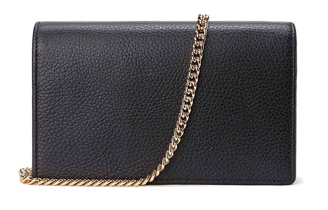 (WMNS) GUCCI Marmont Leather Mini Chain Bag 'Black Gold' 497985-CAO0G-1000